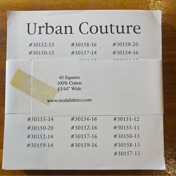 MODA URBAN COUTURE 5″ Charm Pack BY Basic Grey  40-5" x 5" Squares 100% Cotton - Picture 5 of 6